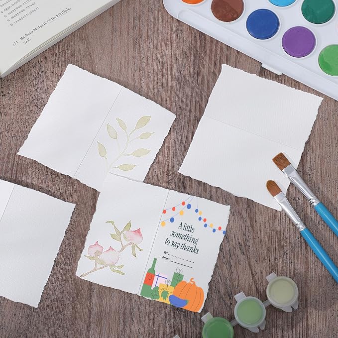 50 Sheets Watercolor Paper 3.5 x 2, 300 GSM Deckled Edge Paper Rough/Textured - Image 5