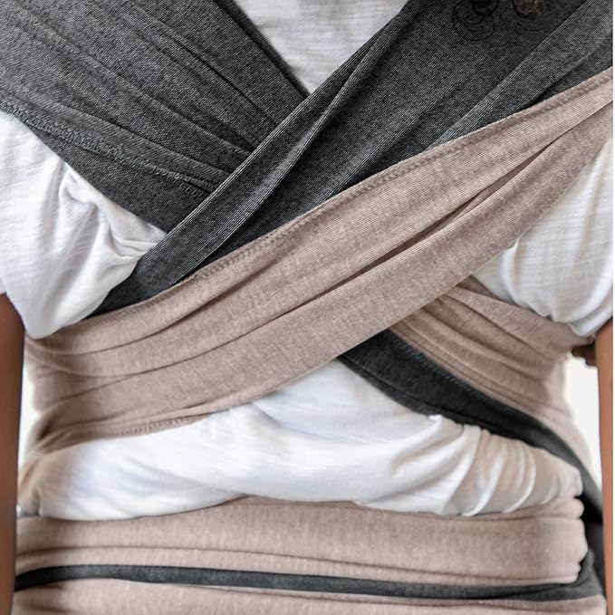 Moby Baby Wrap Carrier Reversible for Newborns to Toddlers (8-33lbs), Infant Sling Carrier, Ultra Lightweight & Hands Free Design, Adjustable for All Body Types (Taupe/Charcoal)