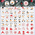 Augshy Christmas Snowman Face Stencils, 56 Pack Reusable Plastic Drawing by Augshy