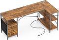 Huuger L Shaped Desk with Power Outlets, 63 Inch Reversible Computer Desk with by Huuger