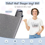 Tintnut Black Silver Glitter Heat Transfer Vinyl Roll, easy cut & weed - Image 2
