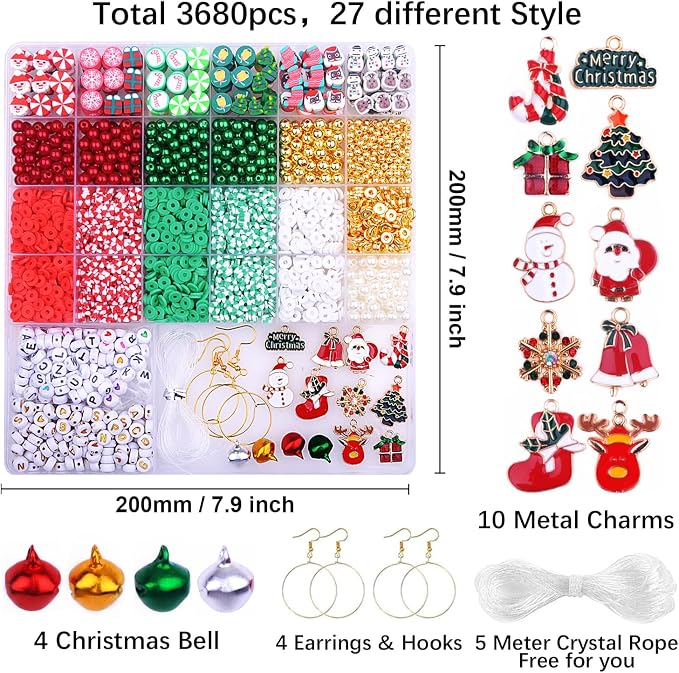 BBita 3680pcs Christmas Polymer Clay Beads Charms - Image 2