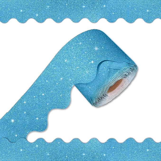 70Ft Shine Blue Bulletin Board Borders，Scalloped Poster Boards Decorations Trim by Unknown