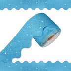 70Ft Shine Blue Bulletin Board Borders，Scalloped Poster Boards Decorations Trim by Unknown