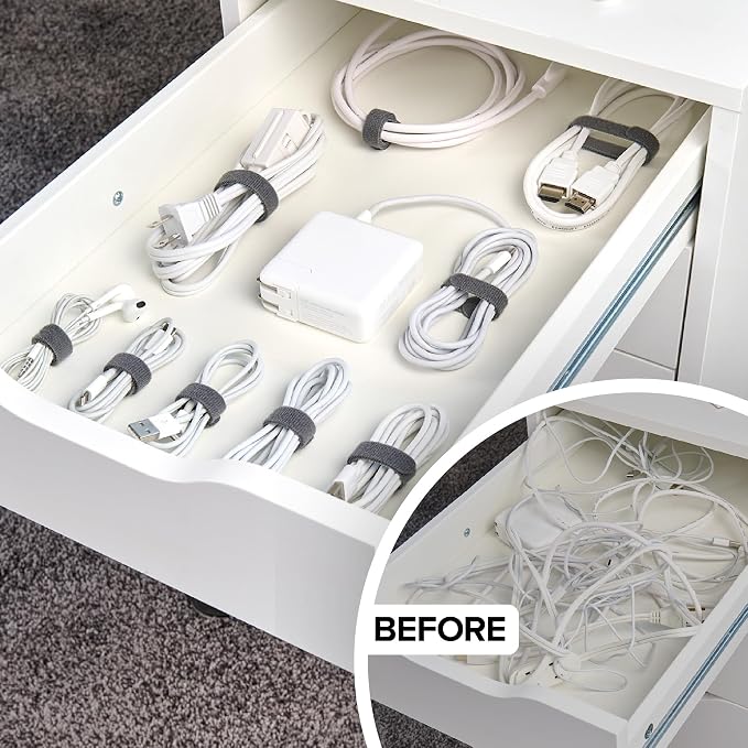 Self-Gripping Cable Ties by Wrap-It Storage, 40 Pack – Reusable Hook and Loop - Image 2