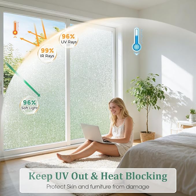 Coavas Window Privacy Film, Frosted Glass Window Film, Decorative Static Cling - Image 5
