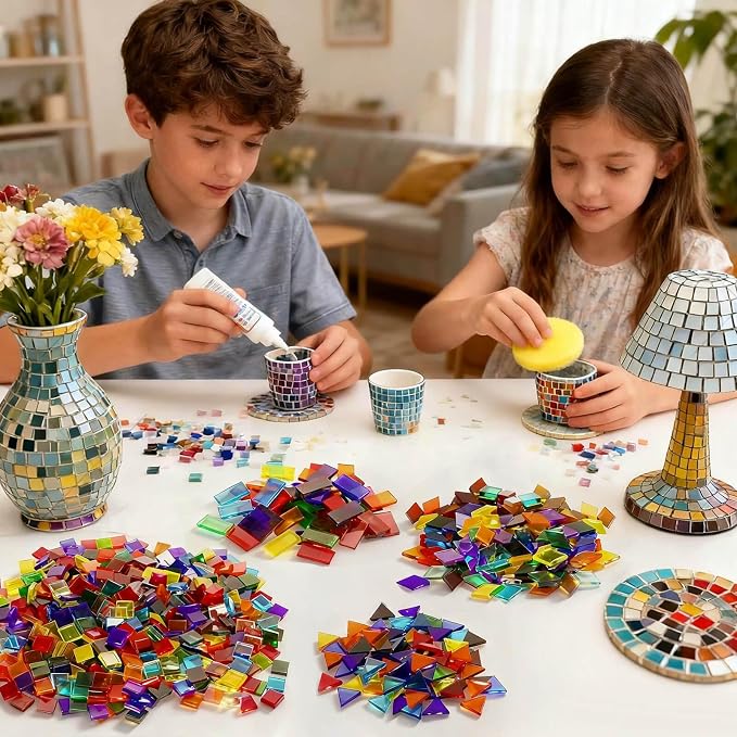 LITMIND 2800 Pcs Transparent Stained Glass Mosaic Tiles – Assorted Colors - Image 5
