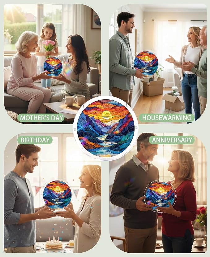 Acrylic Puzzle Suncatcher, Sunset Mountain Rive Sun Catcher - Image 4
