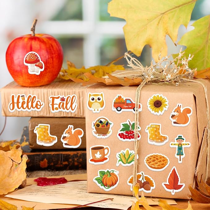 300Pcs Fall Foam Stickers, Cute Self-Adhesive Autumn Thanksgiving Stickers Foam - Image 5