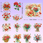50pcs Red Flower Stickers for Scrapbooking - Image 2