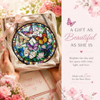 Butterfly Flower Acrylic Suncatcher Faux Stained Glass Window Hanging 6.3" | - Image 4