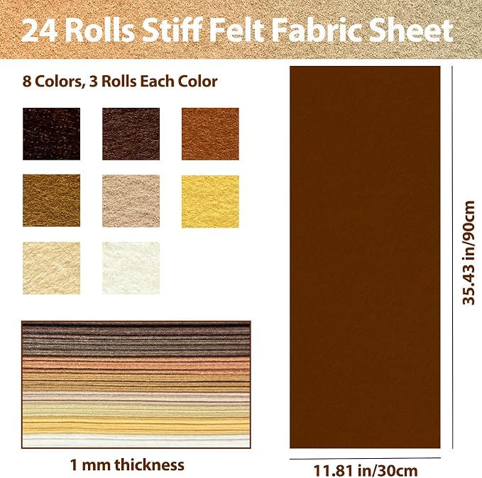 24 Pcs 11.8 x 35.4 Inch Wool Blend Felt Sheets - Image 2