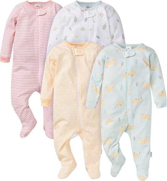 Gerber Baby Girls 4 Pack Sleep 'N Play Footie