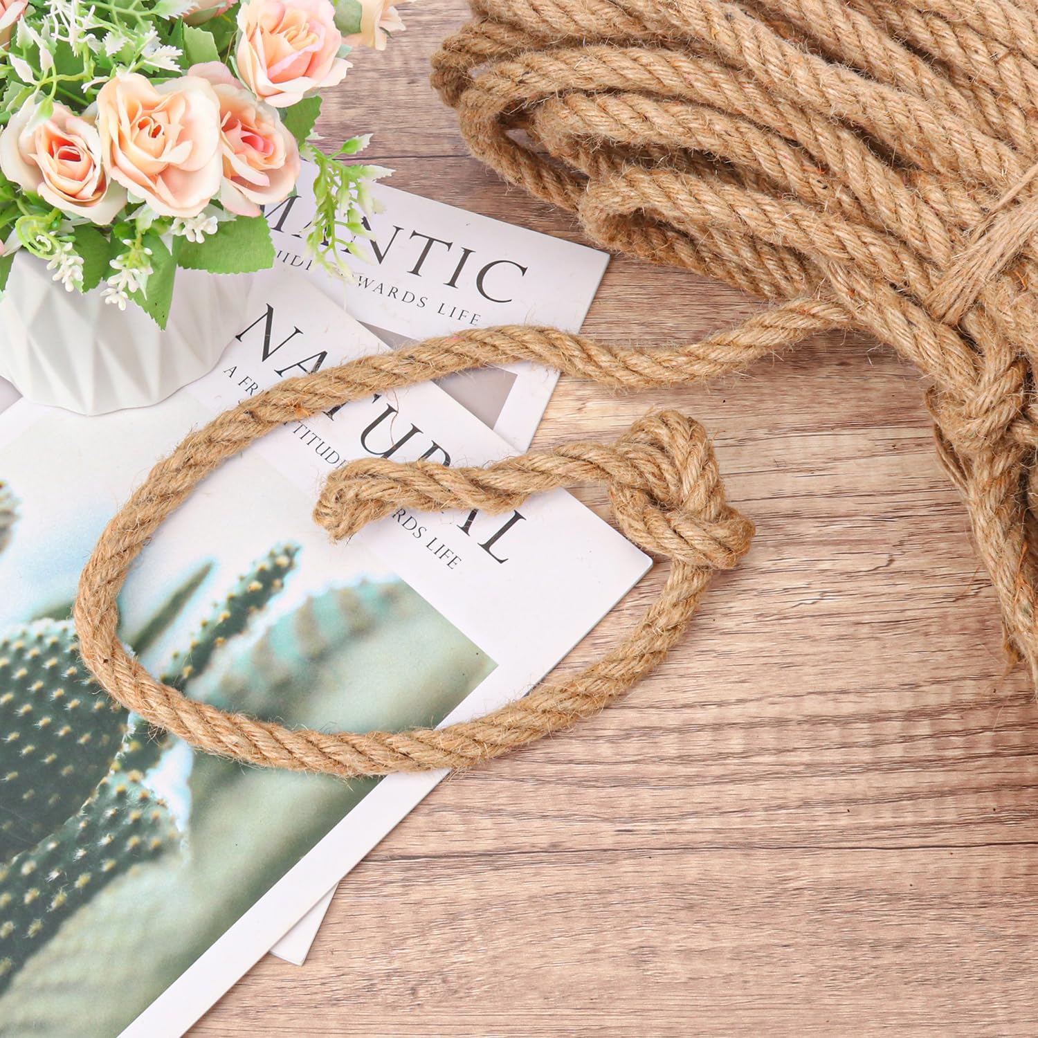 1/2 inch Hemp Rope, 164 Feet Twisted Manila Rope for Scratching Posts, Camping, Garden, Crafts, DIY Projects