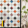 DKTIE Stained Glass Window Film Geometric Patterns, Fine Frosted Window Clings by Dktie