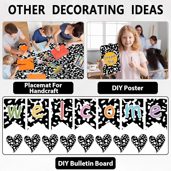 Qyeahkj Composition Bulletin Board Paper Roll Black Dot Bulletin Board - Image 5