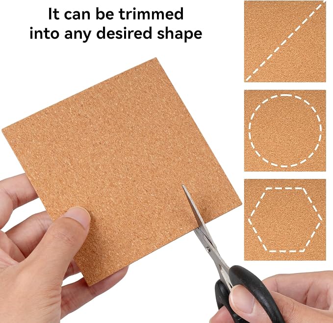 20 Pack Self Adhesive Cork Sheets 4x4 Inch Square, 0.08 in Thick Sticky Back - Image 4