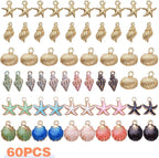 60pcs Alloy Ocean Starfish Seashell Conch Charms Colorful Enamel Ocean Life Sea - Image 2