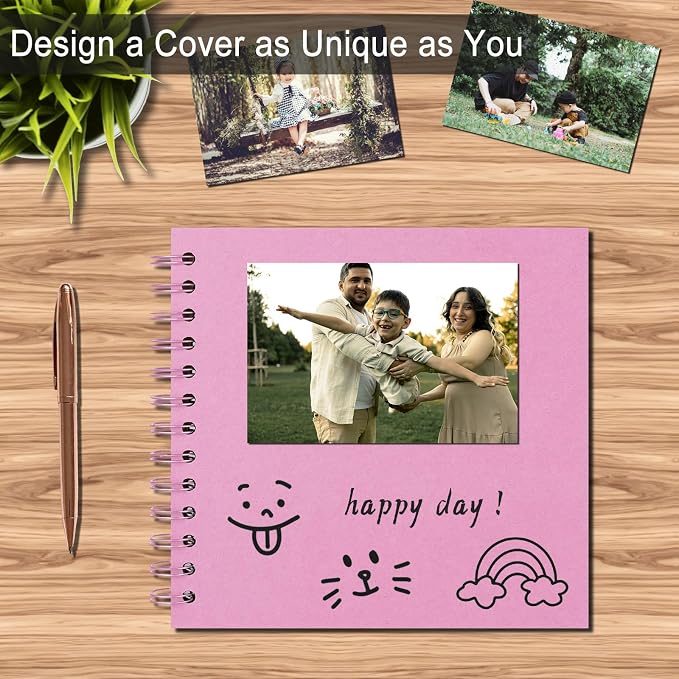 DIY Scrapbook Album 8x8 Inch, Hardcover Kraft Paper Scrap Book Photo Album - Image 5