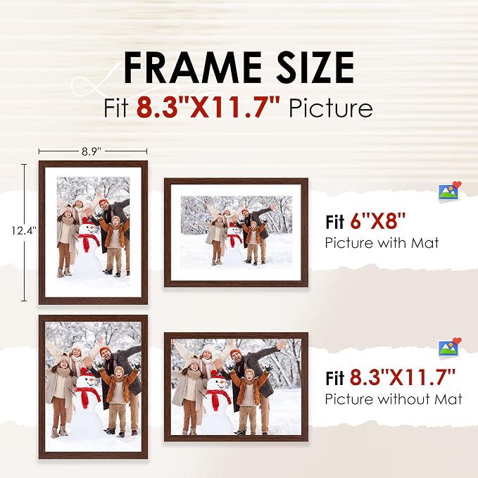FIXSMITH A4 Picture Frame Set of 2, Display Pictures 6x8 - Image 2