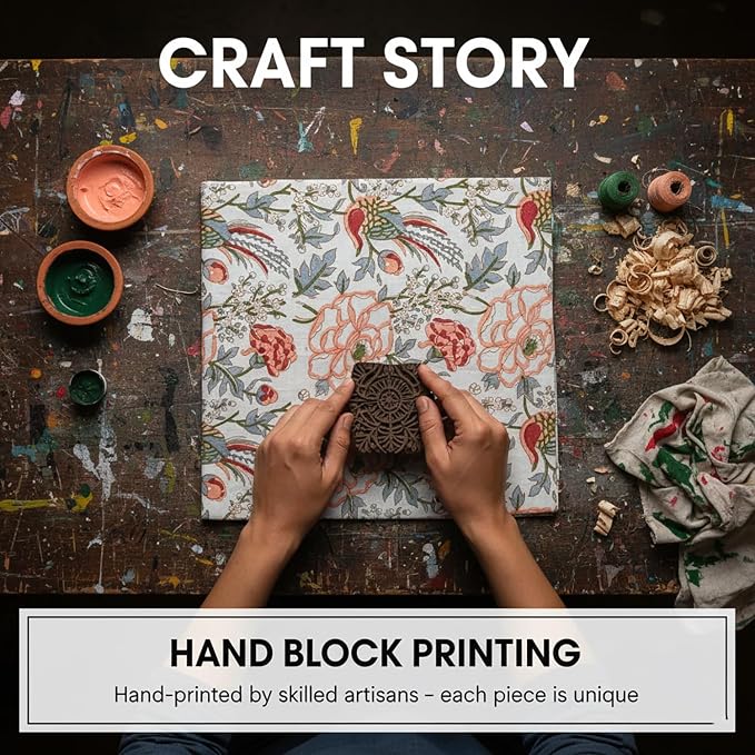 E-Tailor® Hand-Block Printed Pre-Cut Floral Cotton Fabric - Image 6
