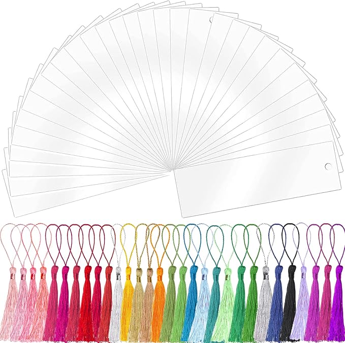 Clear Acrylic Bookmark, BetterJonny 30 Set Plastic Blank Book Page Mark by BetterJonny