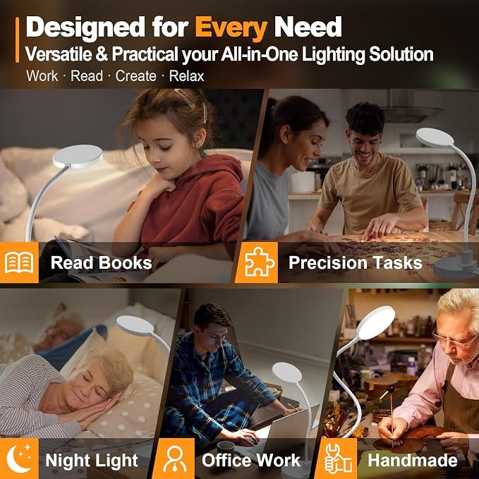 15W LED Desk Lamp with USB Charging Ports, Dimmable Table Lamp with 3 Color - Image 7