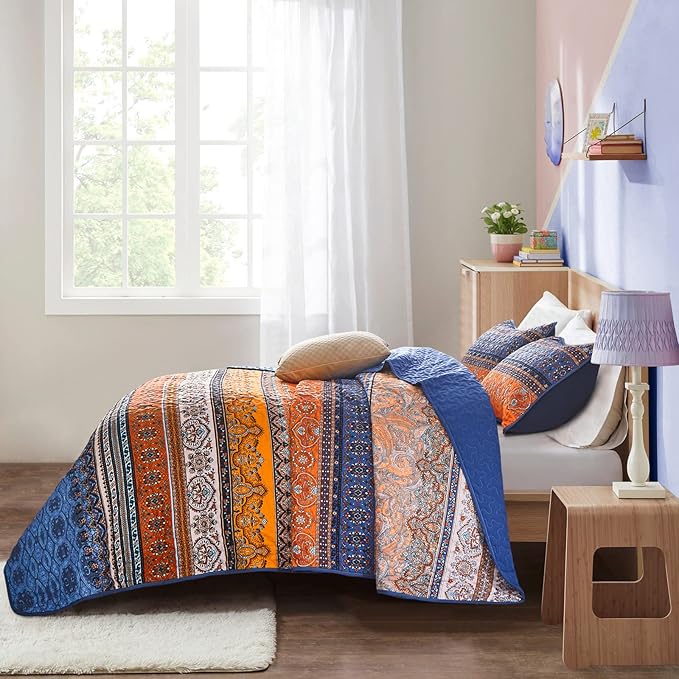 WONGS BEDDING Boho Fall Quilt King Size, Lightweight Microfiber Bed Decor - Image 4