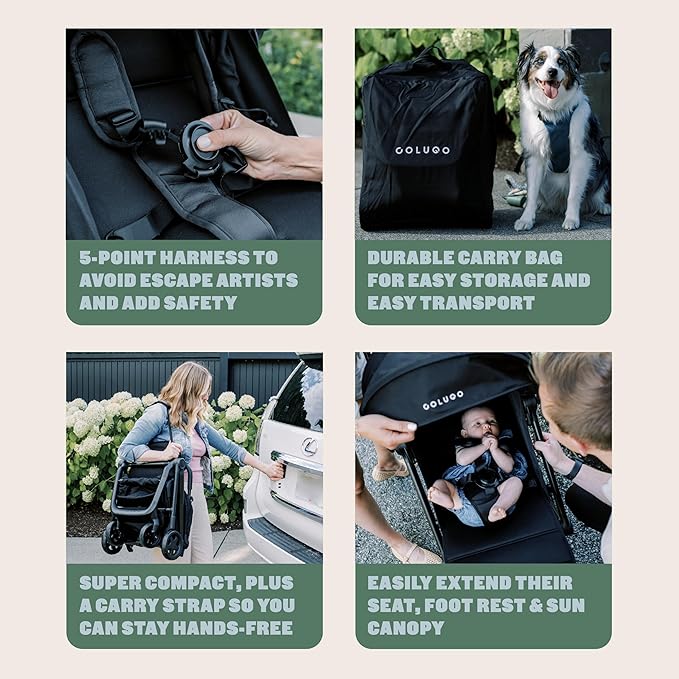 Colugo Compact Stroller+ Lightweight Foldable Travel Stroller for Airplane, Baby Toddlers & Infants with New One-Hand Fold, Reclining Seat, Rain Cover, Carry Backpack & Cup Holder (Black)