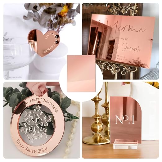3 Pack Mirrored Acrylic Sheets, 16x12 Inch, 1/8 in Thick, Rose Gold | Plastic - Image 6