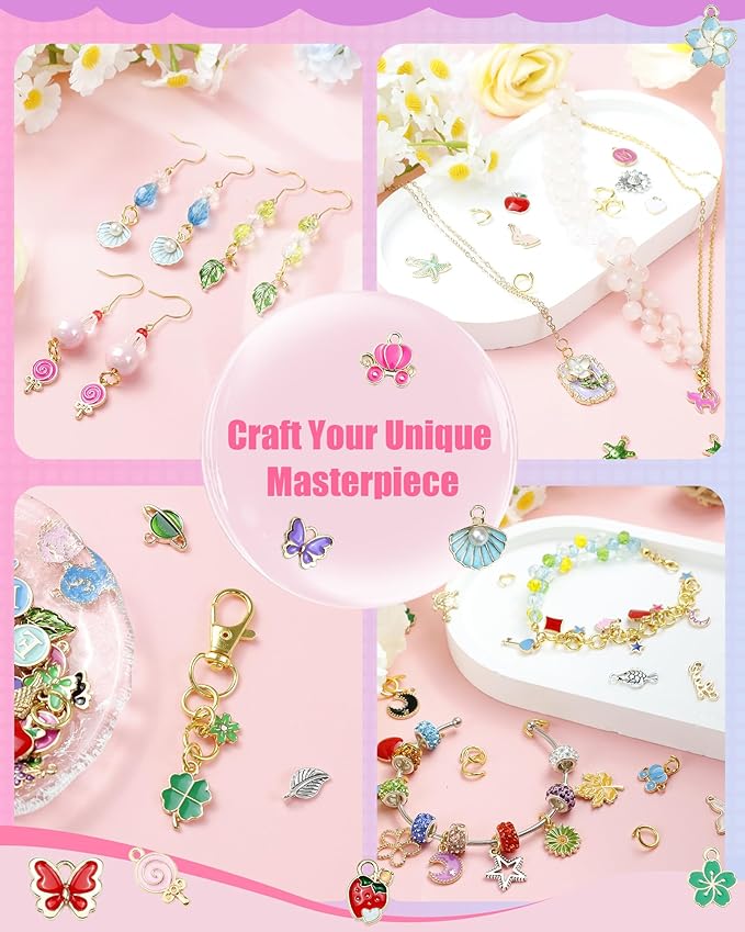 FIVEIZERO 216PCS Charms for Jewelry Making, Enamel Blacelet Charms Kit | - Image 5