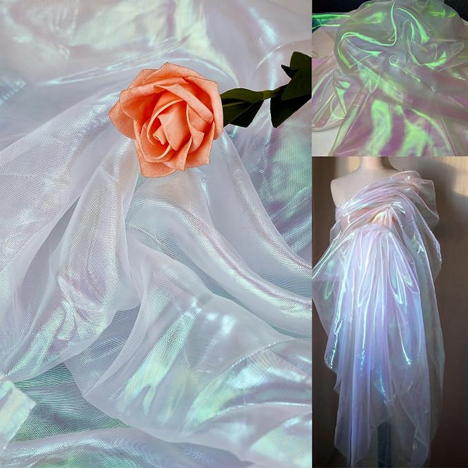11 Yard Long White Iridescent Organza Fabric by Unknown