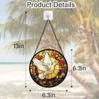DASTOLL Stained Glass Window Hanging, Flying White Dove Sun Catchers Diamond - Image 7
