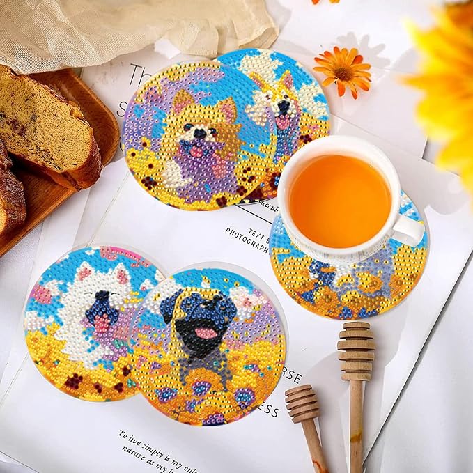 EWJRNSF 10 PCS Dog Diamond Art Coasters DIY Kit - Image 4