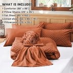 Zzlpp Queen Comforter Set 7 Pieces, Burnt Orange Tufted Bed in a Bag - Image 5