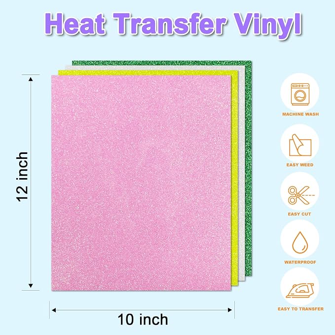 DUEUIOE 17 Pcs Glitter HTV Sheets 12x10 Inch - Image 3
