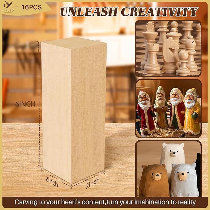 16PCS Basswood Carving Blocks, Carving Wood Blocks - Image 2