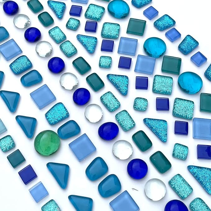 LITMIND Assorted Blue Irregular Crystal Mosaic Tiles, 9oz Value Pack by LITMIND