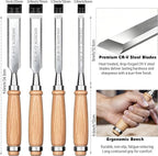GREBSTK 4-Piece Ultra-Sharp Wood Chisel Set, CR-V Steel Beveled Blades - Image 2