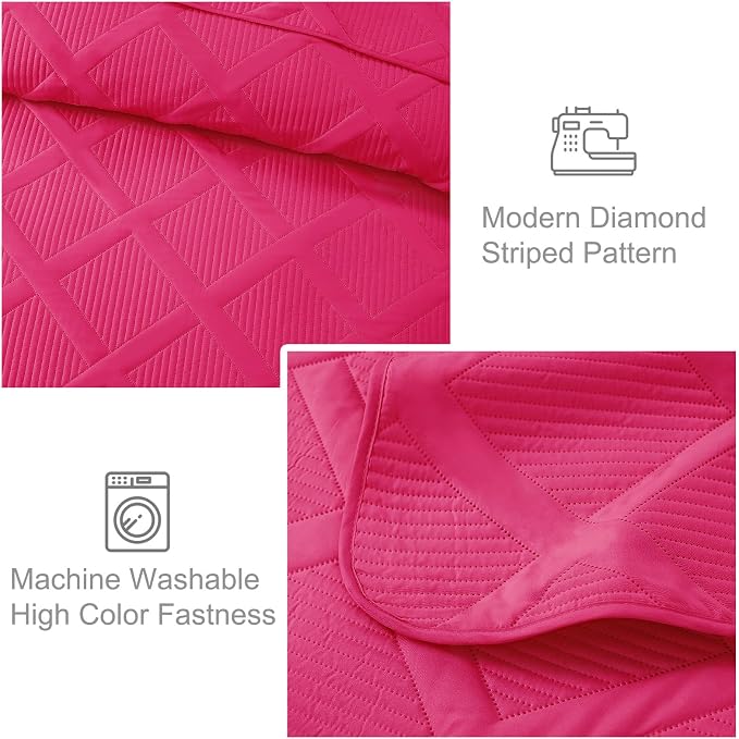 Exclusivo Mezcla King Quilt Set- Hot Pink Quilts Bedding Set - Image 5