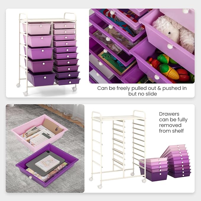 BECOMFORT 15-Drawer Rolling Cart - Image 6