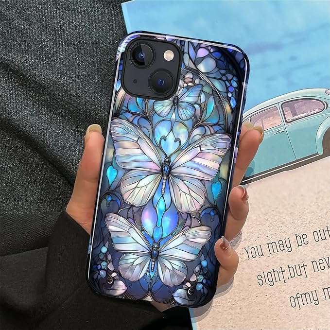 ZHEGAILIAN Case for iPhone 15 Plus, Stained Glass Butterfly Aesthetic Durable - Image 5