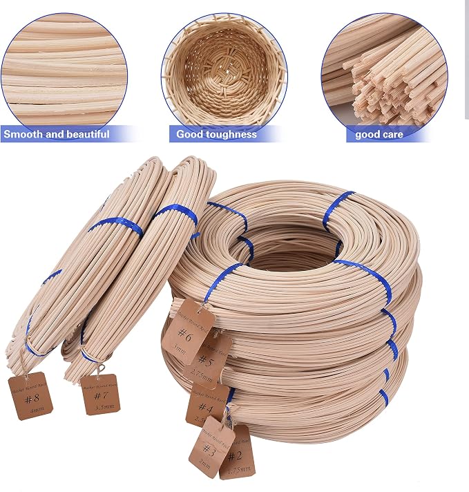 VFULIE Basket Round Reed #4 2.5mm 1-Pound Coil Basket Weaving Cane - Image 3