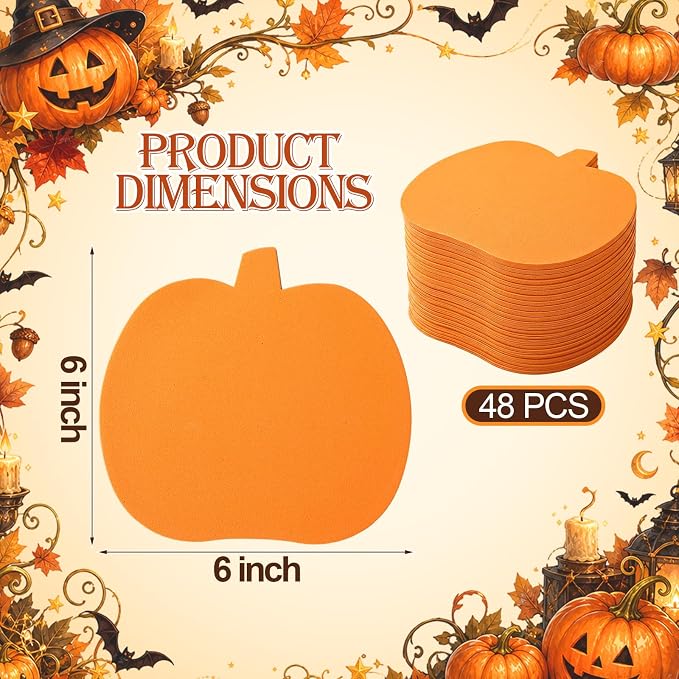 Ireer 48 Pcs Large Foam Pumpkin Cutouts 6 Inch Halloween Crafts Cutouts Fall - Image 2