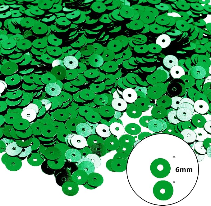 Mandala Crafts 6mm Flat Round Dark Green Sequins - Image 3