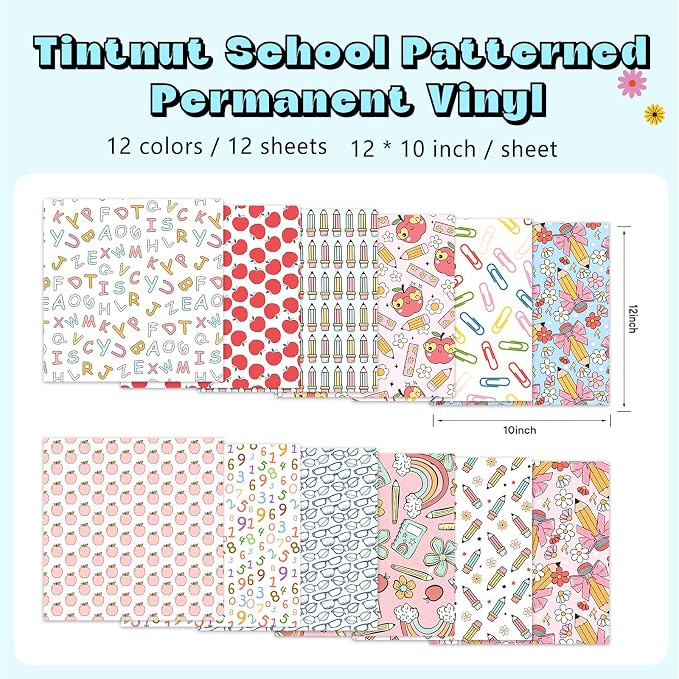 Tintnut Pencil Permanent Vinyl 12 Sheets 12x10in Teacher Adhesive Vinyl | - Image 2