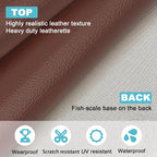 Brown Faux Leather Fabric 79"×55" Lychee Grain Upholstery Vinyl - Image 2