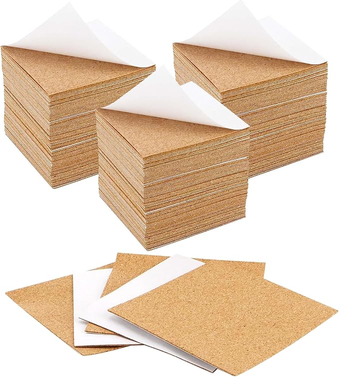 Self-Adhesive Cork Square, Allazone 120 Pack 10 x 10CM Cork Backing Sheets by Allazone