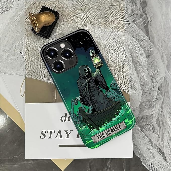 ZHEGAILIAN Case for iPhone 15 Pro, The Hermit Night Skull Durable Shockproof - Image 6