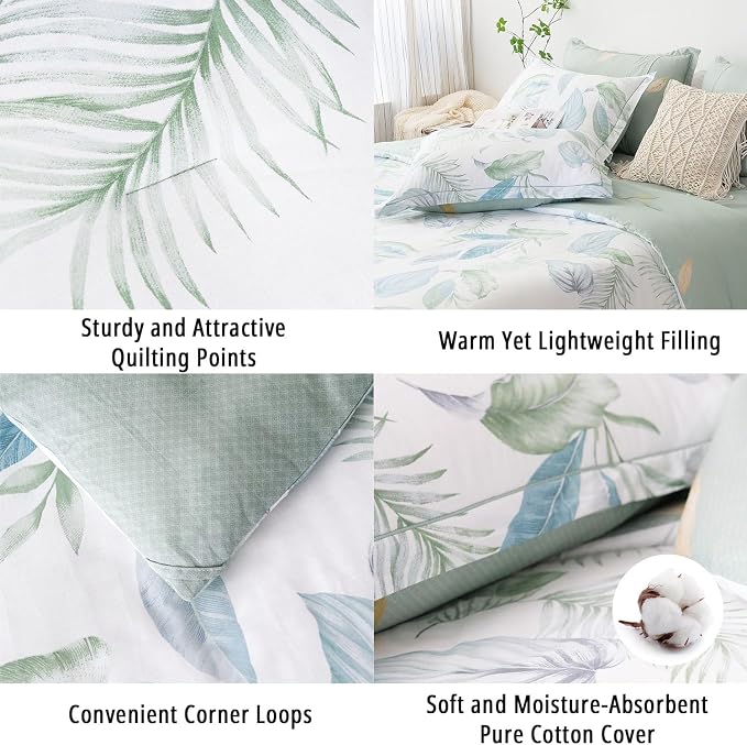 LEMIROE Botanical Cotton Comforter Twin Size - Image 5